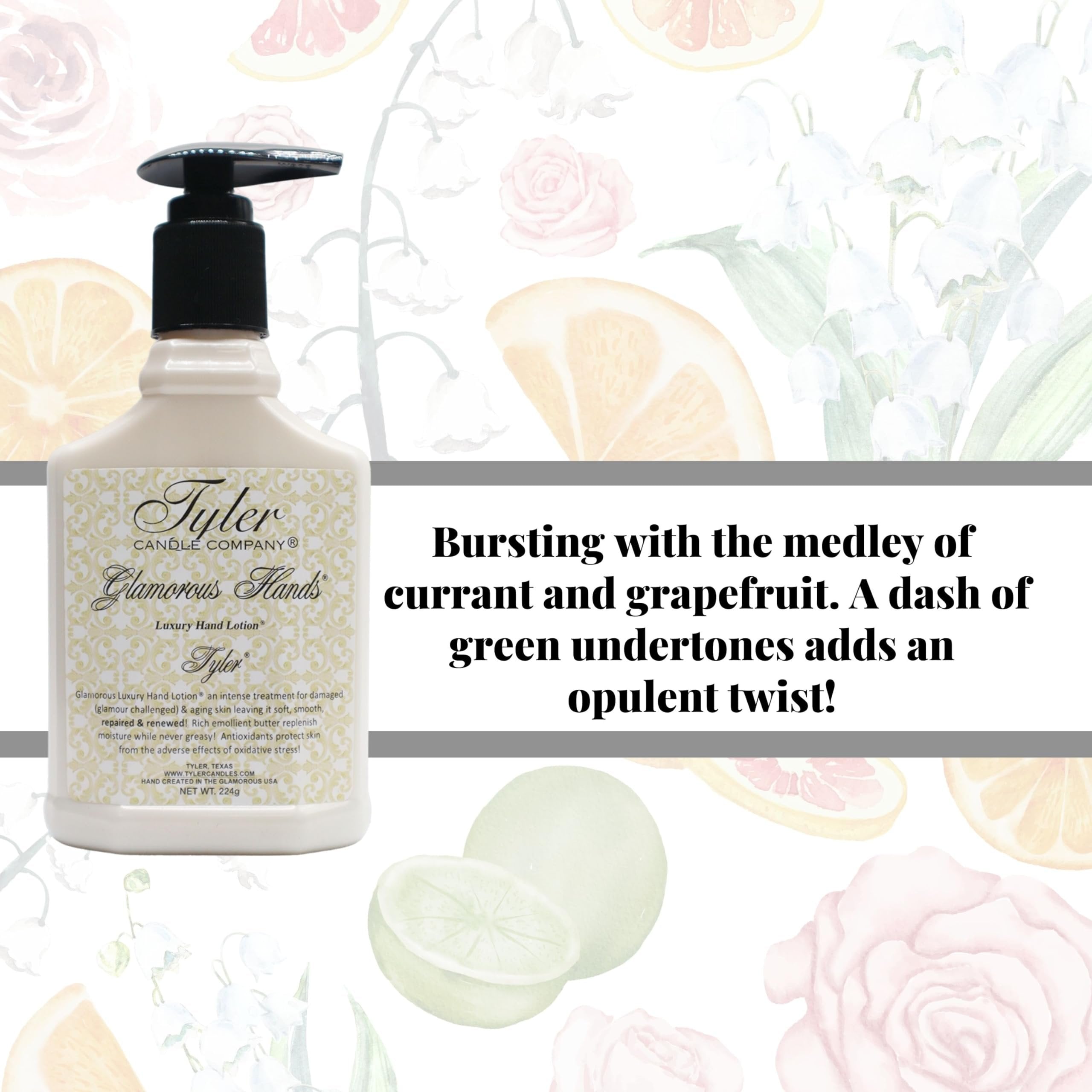 Tyler Hand Lotion - Tyler Scented and Small Hand Cream For Dry Hands with Moisture-Boosting Skin - 8 Oz Travel Size Luxury Hand Lotion and Multi-Purpose Key Chain