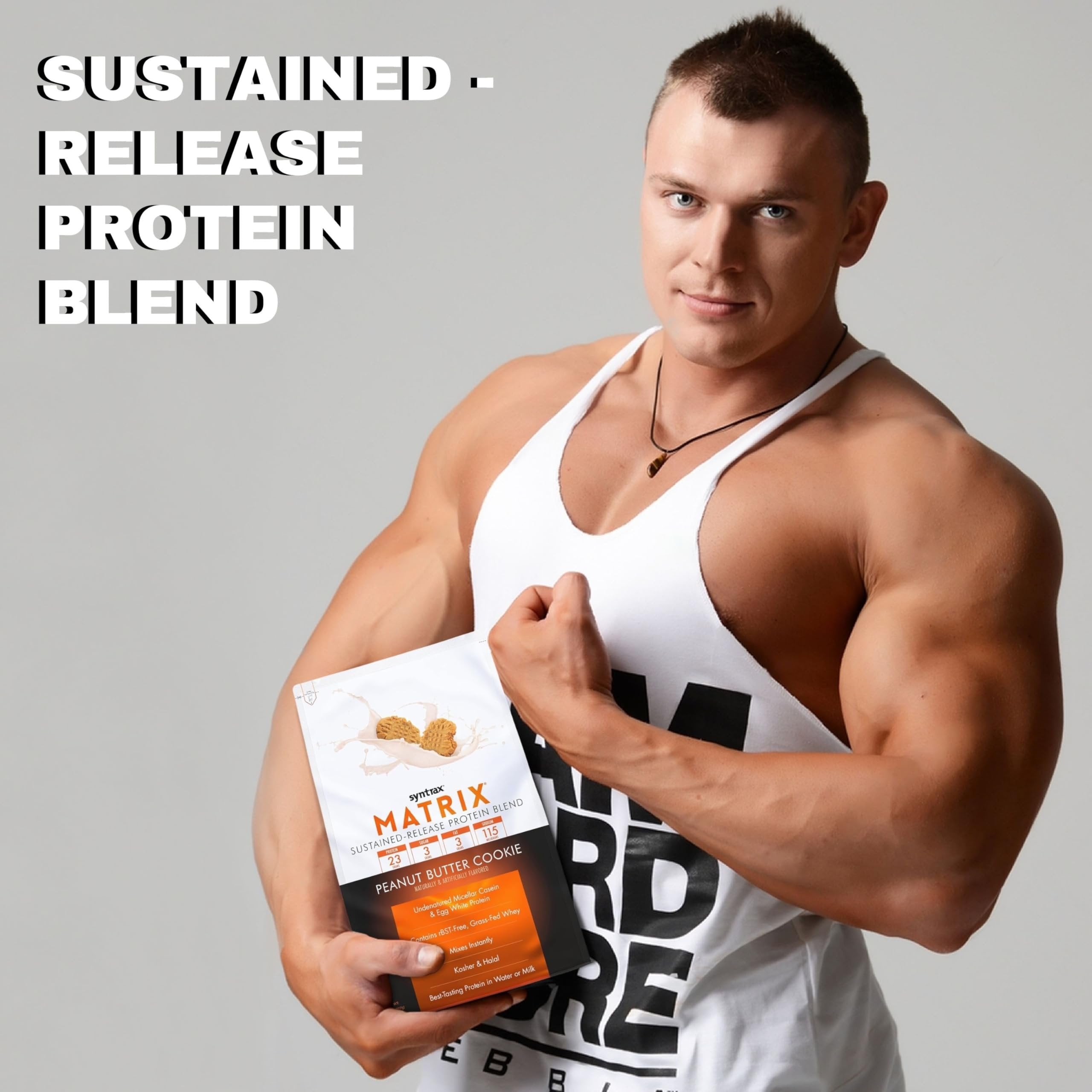 Syntrax Matrix 2.0 Sustained-Release Protein Blend, 2lbs - Peanut Butter Cookie - Pack of 1 with Keychain