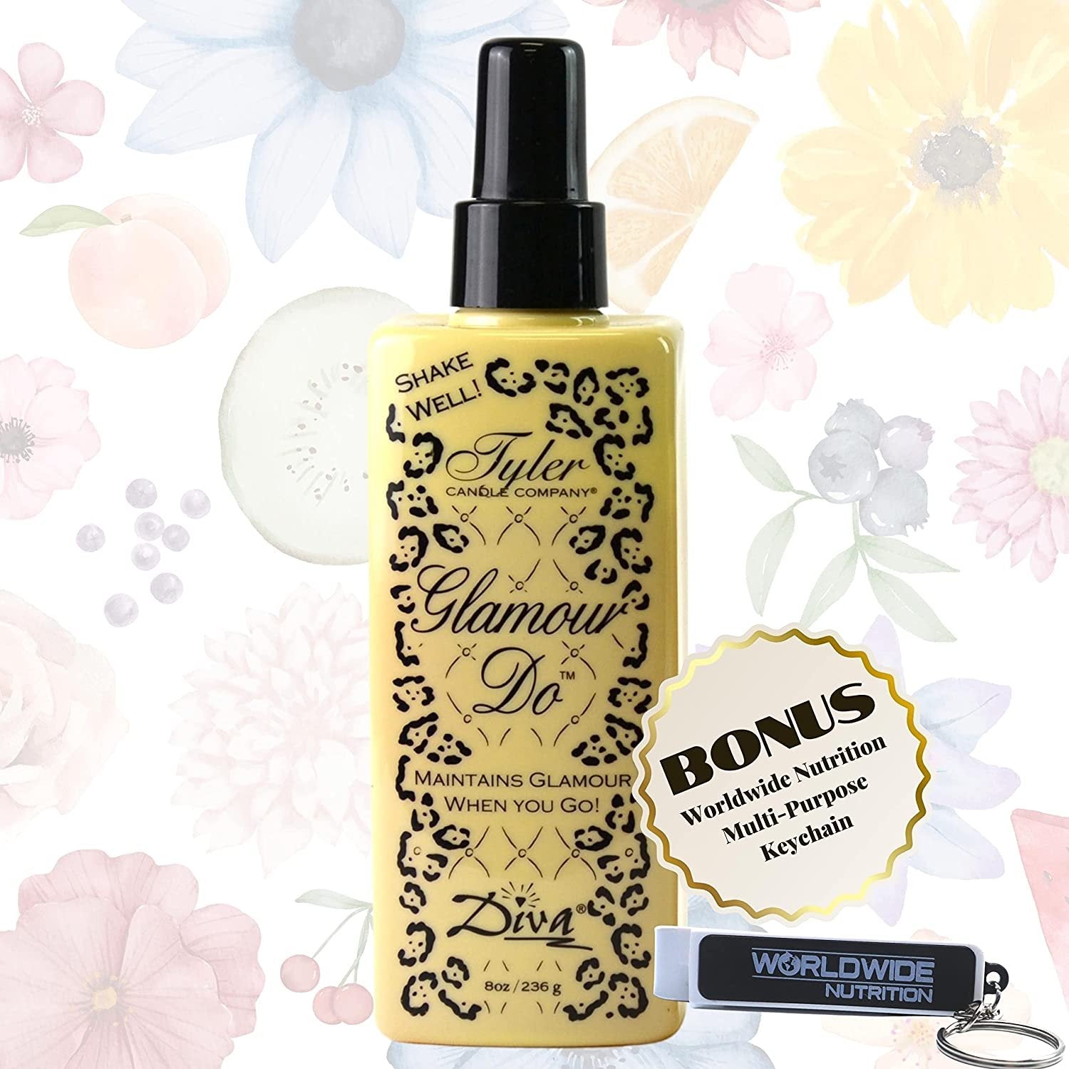 Tyler Diva Glamour Do Air Freshener Spray - Odor Eliminator Toilet Spray for Poop and Bathroom Odors - Odor Eliminator for Strong Odor - 8 oz Bathroom Spray Bottle with Bonus Key Chain