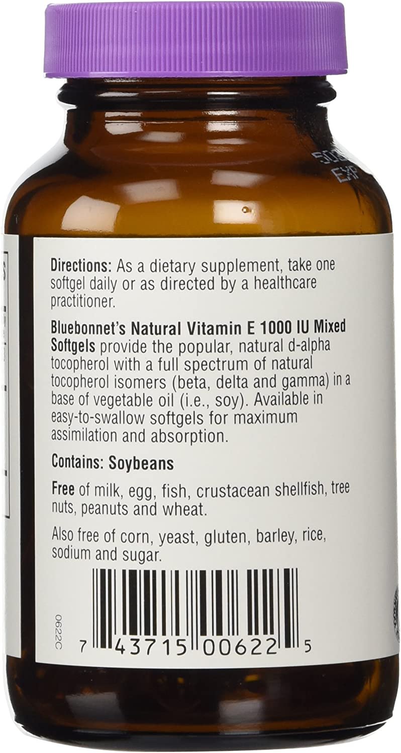 BlueBonnet Vitamin E 1000 IU Mixed Softgels, 50 Count