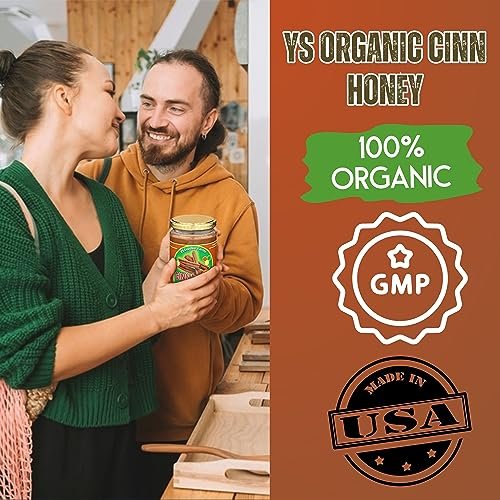 Y.S. Eco Bee Farms Raw Cinnamon Infused Honey - A Wholesome Blend of Unprocessed Sweetness and Natural Cinnamon Warmth, Sourced from YS Eco Bee Farms, in a Convenient 13 oz Jar