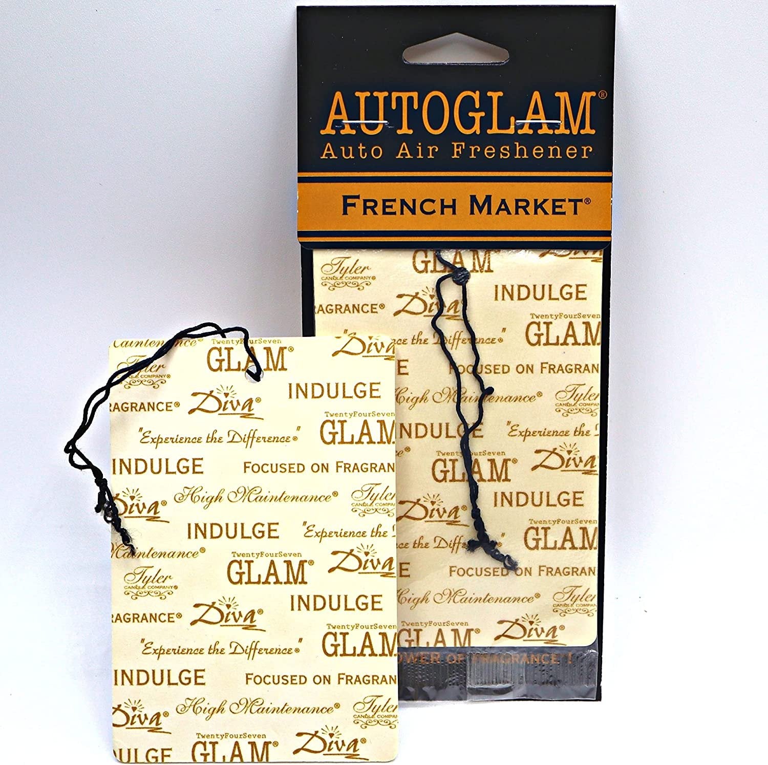 Tyler Candle Company AutoGlam Car Air Fresheners - French Market Scent Car Fresheners | Best Car Odor Eliminator and Air Refresher | Hanging Car Accessories for a Luxurious Smell - Pack of 6