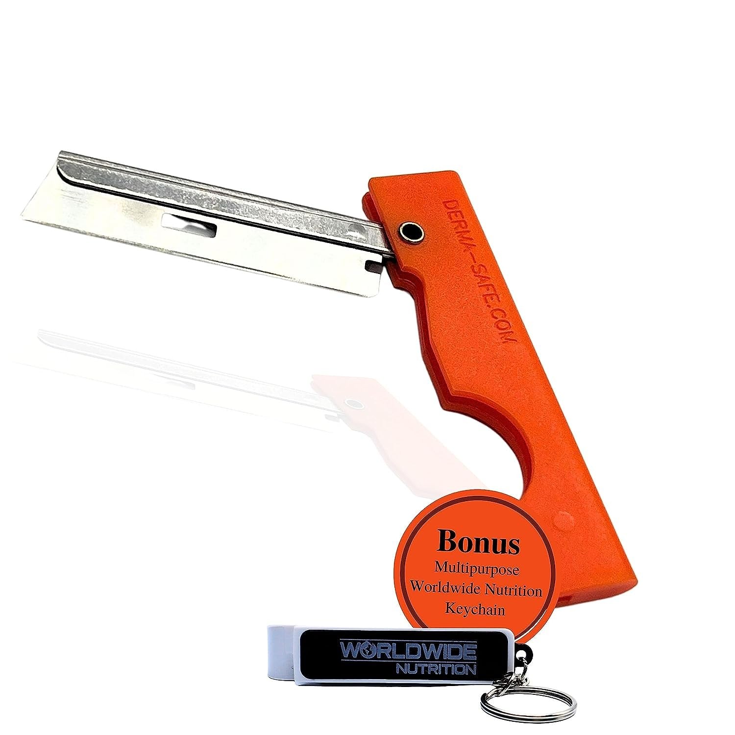 Derma-Safe Folding Utility Razor for Survival Utility and First Aid Kits - Mini Pocket Foldable Razor Blade, Folding Scalpel, (Orange) 10-Pack