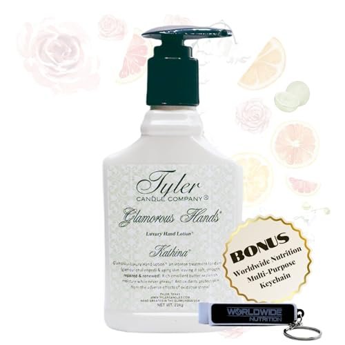 Tyler Kathina Hand Lotion - Scented & Small Hand Cream For Dry Hands w/Moisture-Boosting Skin- 8 Oz Travel Size Luxury Hand Moisturizer & Multi-Purpose Key Chain