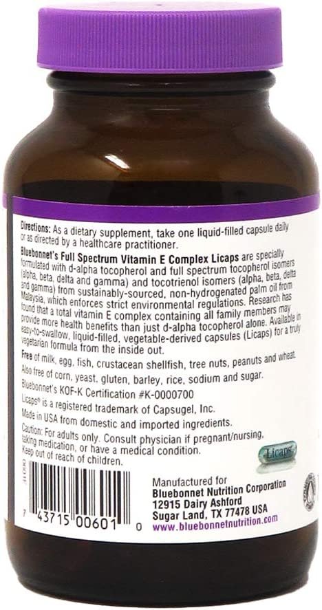 Bluebonnet Natural Full Spectrum Vitamin E Complex - 60 Licaps