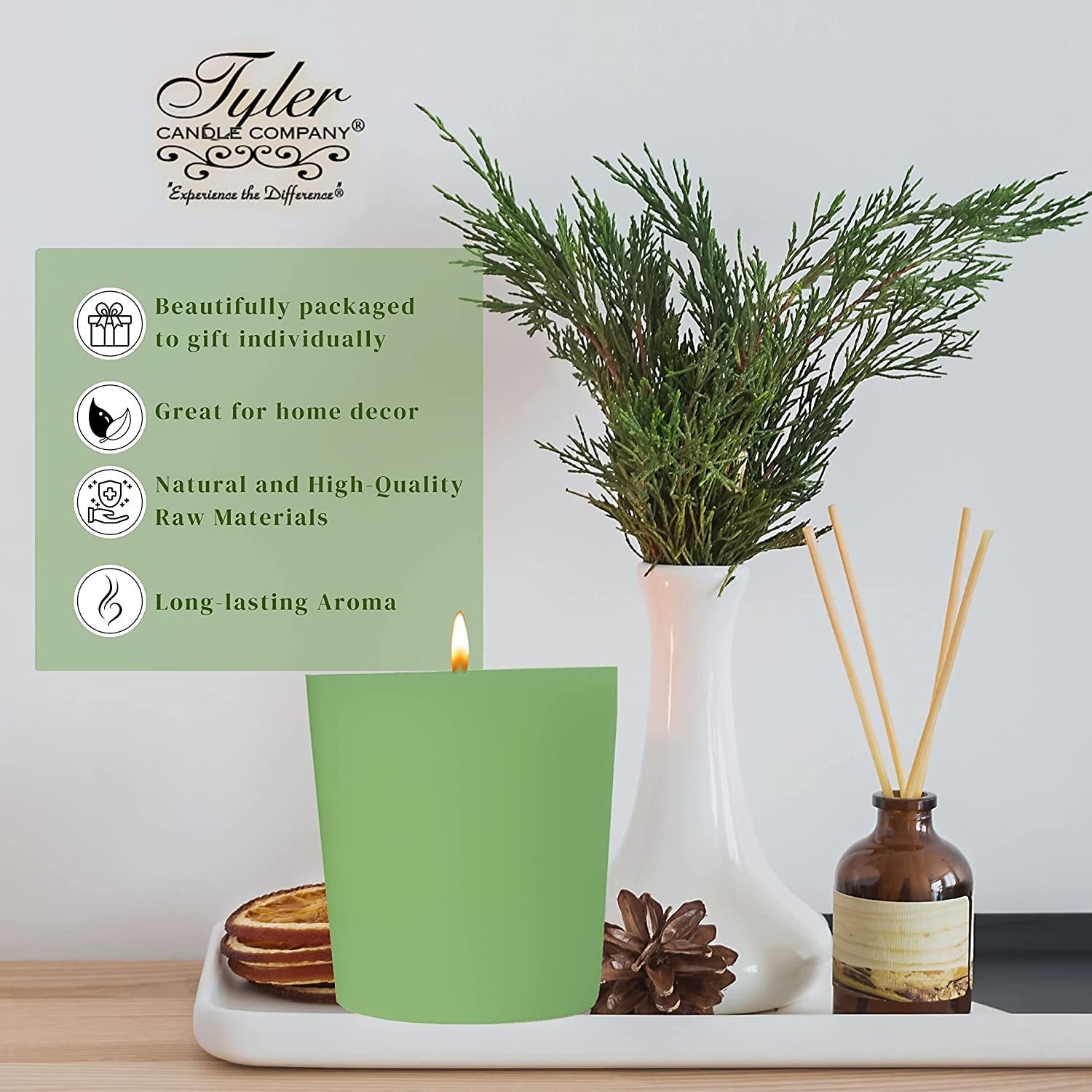 Tyler Candle Company Hippie Chick Votive Candles - Luxury Scented Candle with Essential Oils - 16 Pack of 2 oz Small Candles with 15 Hour Burn Time Each - with Bonus Key Chain