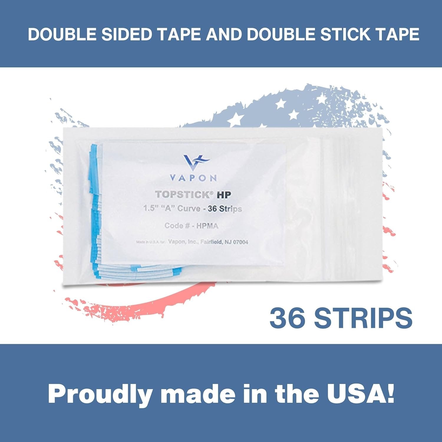 Vapon Topstick HP HPMA A Curve - Ultra Hold Double Sided Hairpiece Tape - 1.5" 36 Strips