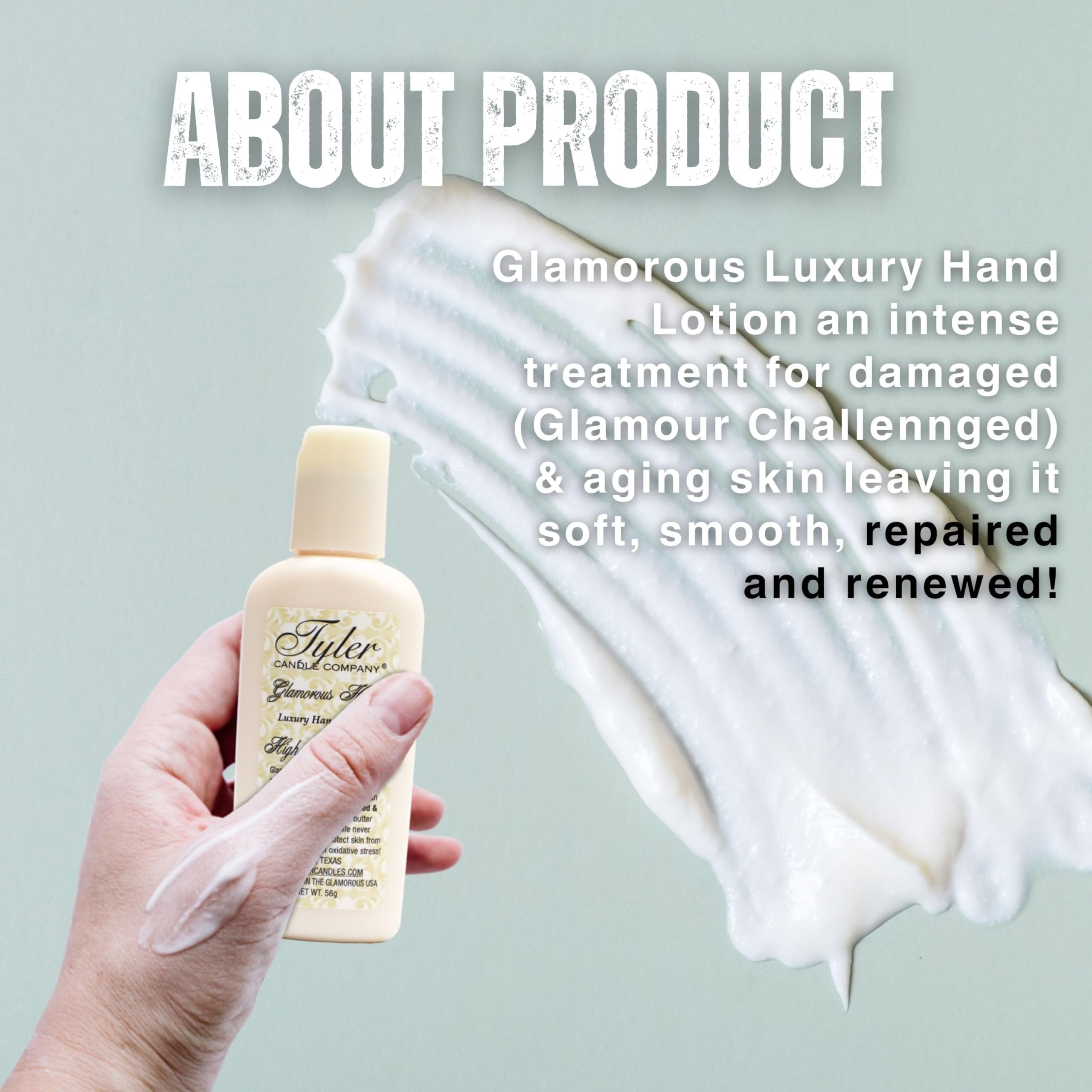 Tyler Candle Company High Maintenance Scent Glamorous Hand Lotion - For Damaged and Aging Skin - 2oz (56g) with Keychain
