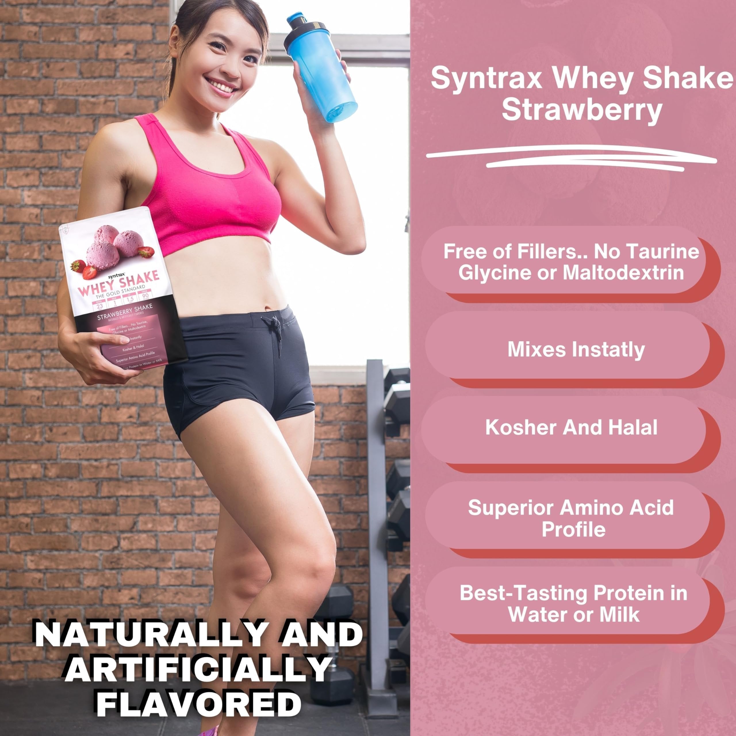 Syntrax Whey Shake Strawberry Shake Native Grass-Fed Wholesome Denatured Whey Protein Concentrate with Glutamine Peptides 5 lbs - Pack of 1 with Keychain