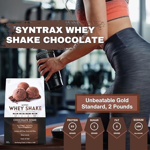 Syntrax Whey Shake The Gold Standard, 2lbs - Chocolate Shake - Muscle Support - Pack of 1 with Keychain
