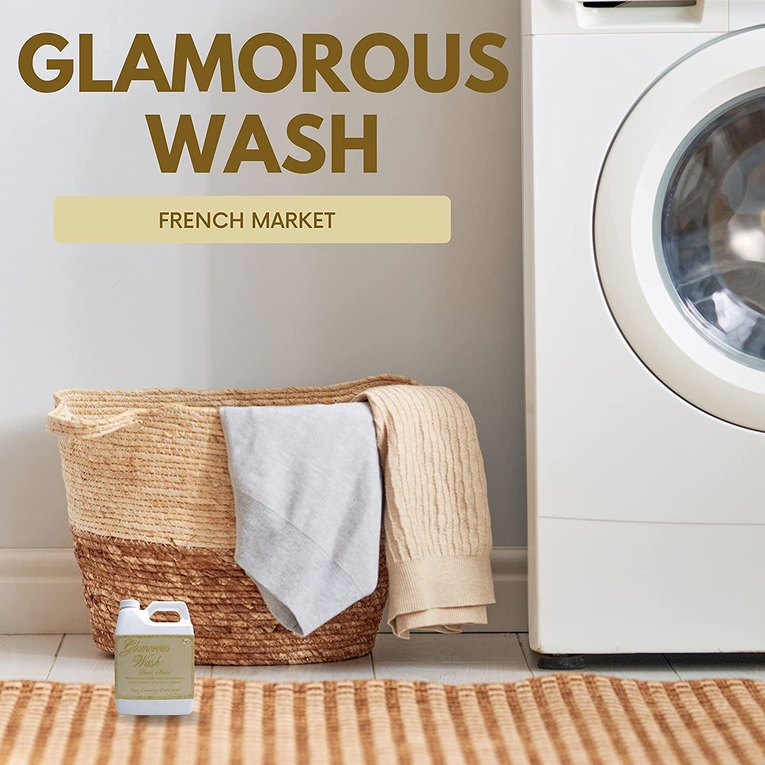 Tyler Candle Company Glamorous Wash French Market Scent Fine Laundry Liquid Detergent - Liquid Laundry Detergent for Clothing - Hand and Machine Washable - 32 oz, 907-grams Container w Bonus Key Chain