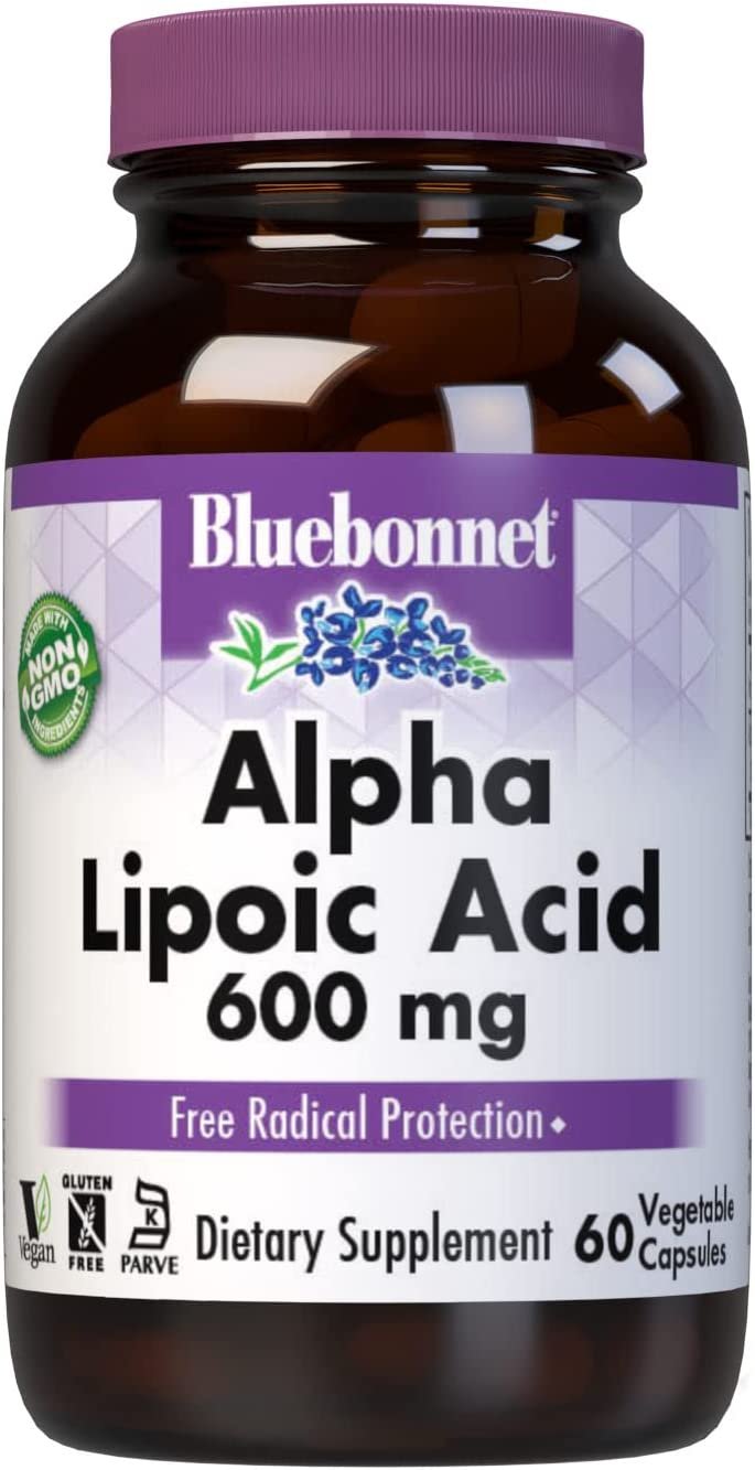 BlueBonnet Alpha Lipoic Acid Vegetarian Capsules, 600 mg, 60 Count