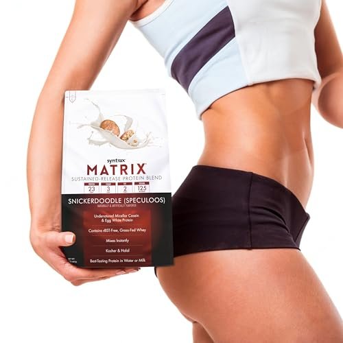 Syntrax Matrix Protein Powder Sustained-Release Casein Protein and Whey Protein Powder - Instant Mix Snickerdoodle Protein Powder Flavor, 2lbs - Pack of 1 with Keychain