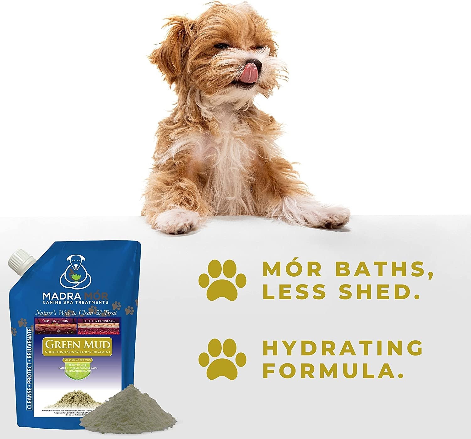 Madra Mor Massaging SPA Mud - Luxurious Dog Skin Wellness Treatment - Cleanse - Protect - Rejuvenate - Green Mud - 1 Pack (10oz) - with Multi-Purpose Key Chain