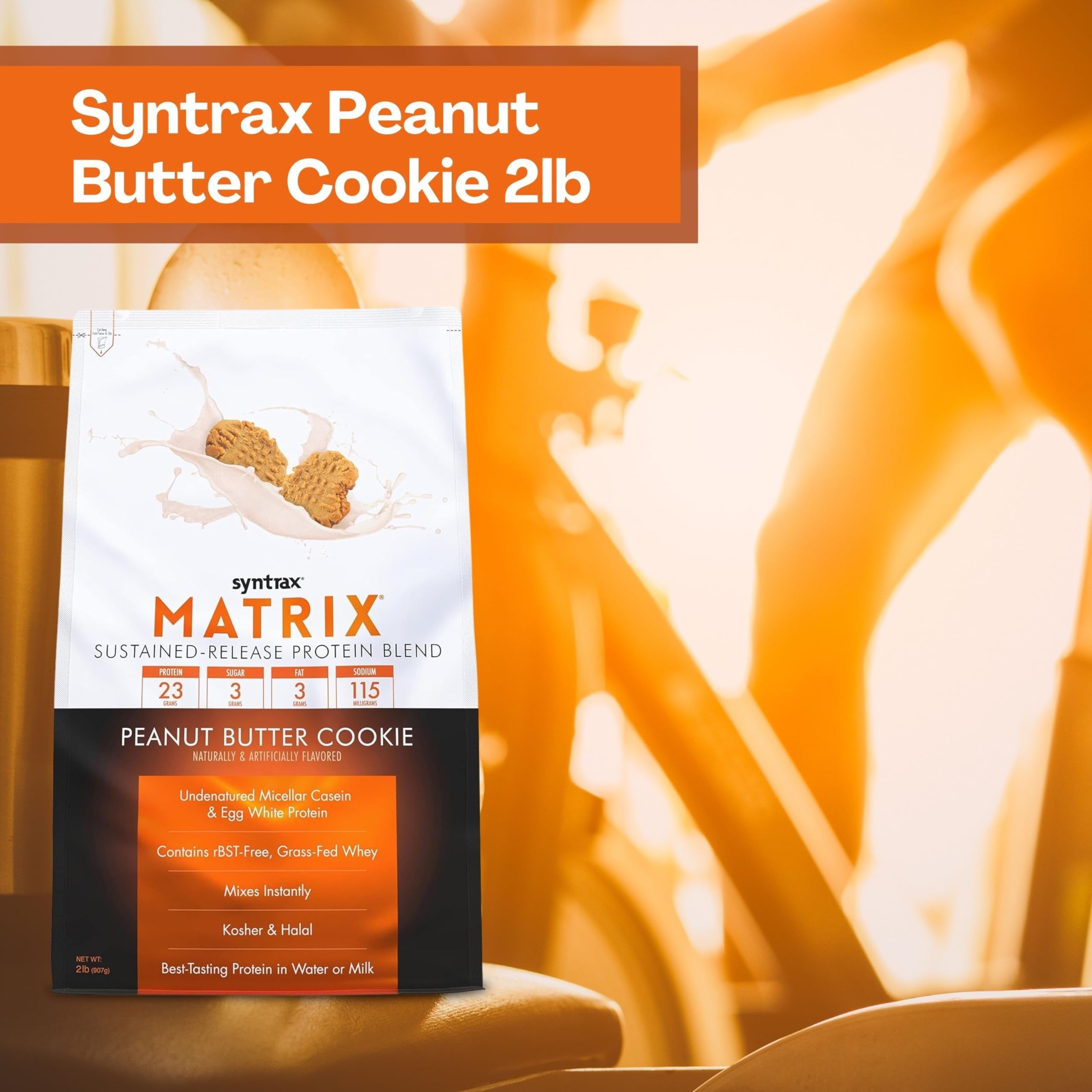 Syntrax Matrix 2.0 Sustained-Release Protein Blend, 2lbs - Peanut Butter Cookie - Pack of 1 with Keychain