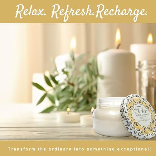 Tyler Candle Company Wishlist Candles - Luxuriously Fall Scented Candle with Essential Oils - 22 oz Extra Large White Candle and Multi-Purpose Key Chain