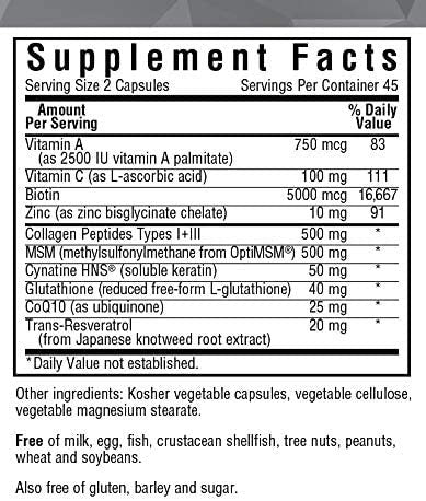 BlueBonnet Nutrition Beautiful Ally Hair, Skin & Nails, Hydrolyzed Collagen from Grass Fed Cows, Collagen Peptides Type 1 & 3, Non GMO, Gluten Free, Soy Free, Milk Free, Kosher, 90 Vegetable Capsules