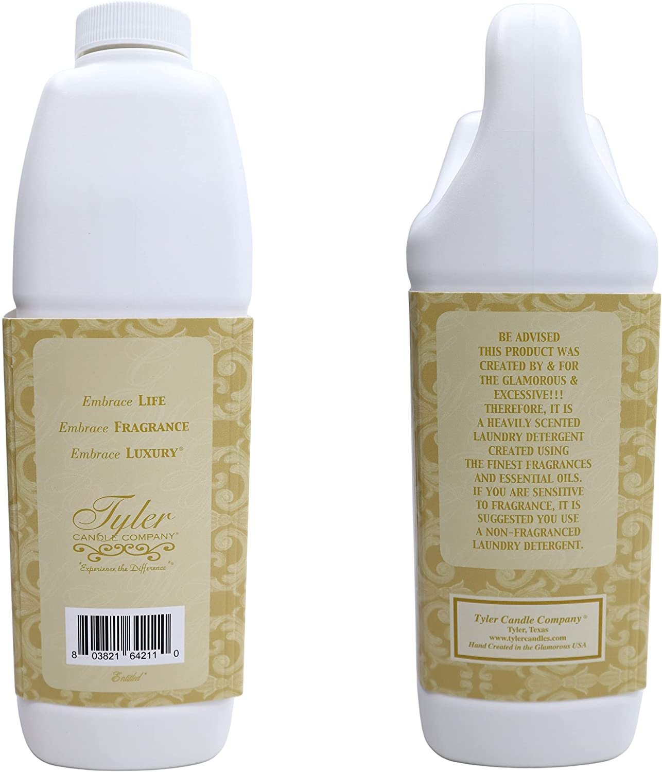 Tyler Candle Company Glamorous Wash French Market Scent Fine Laundry Liquid Detergent - Liquid Laundry Detergent Designed for Clothing - Hand and Machine Washable - 3.78L (1Gal) Container