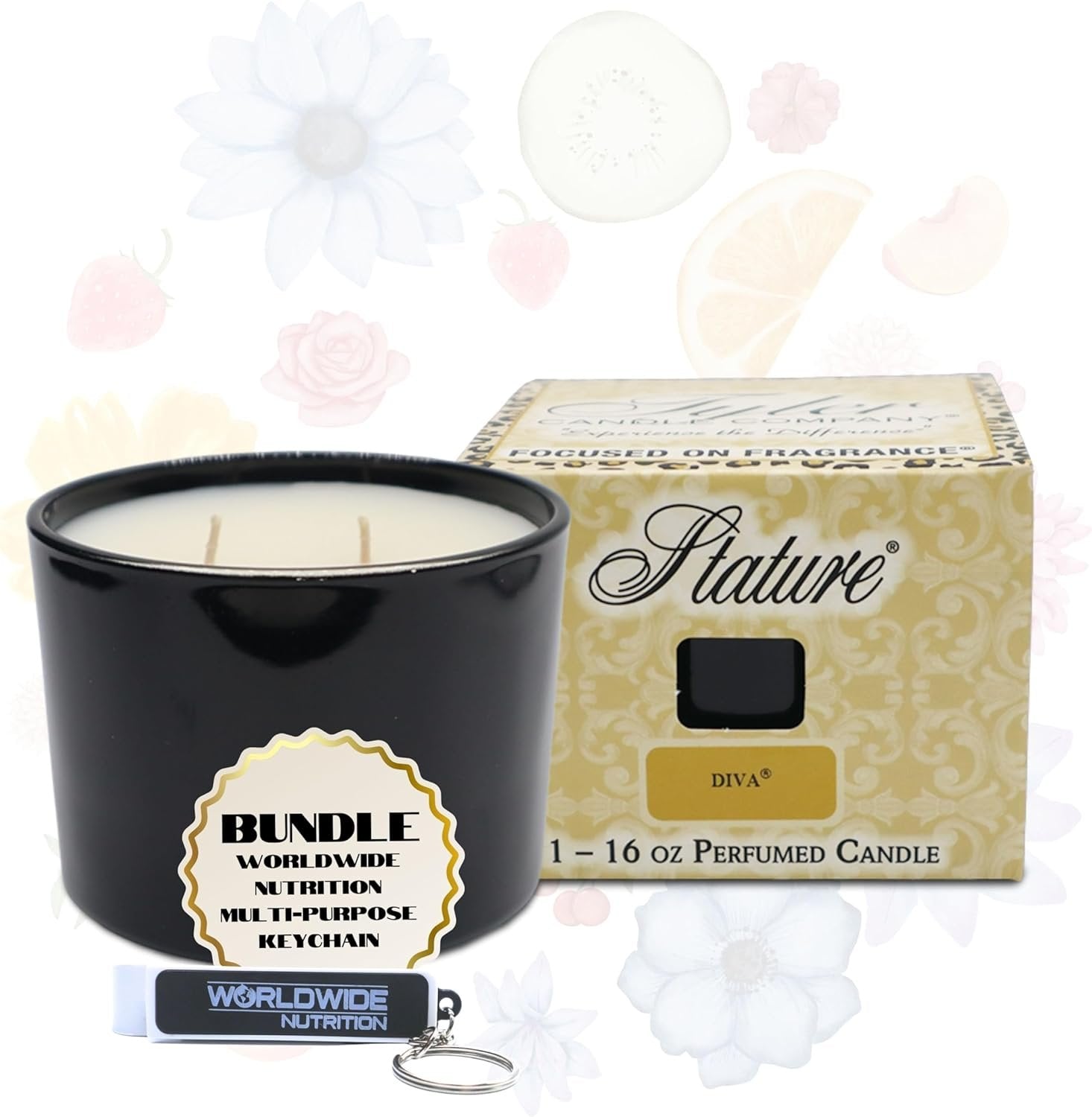 Tyler Candle Company Stature Diva Scented Candle - Glossy Black Jar - 16 oz - Burn Time up to 75hrs