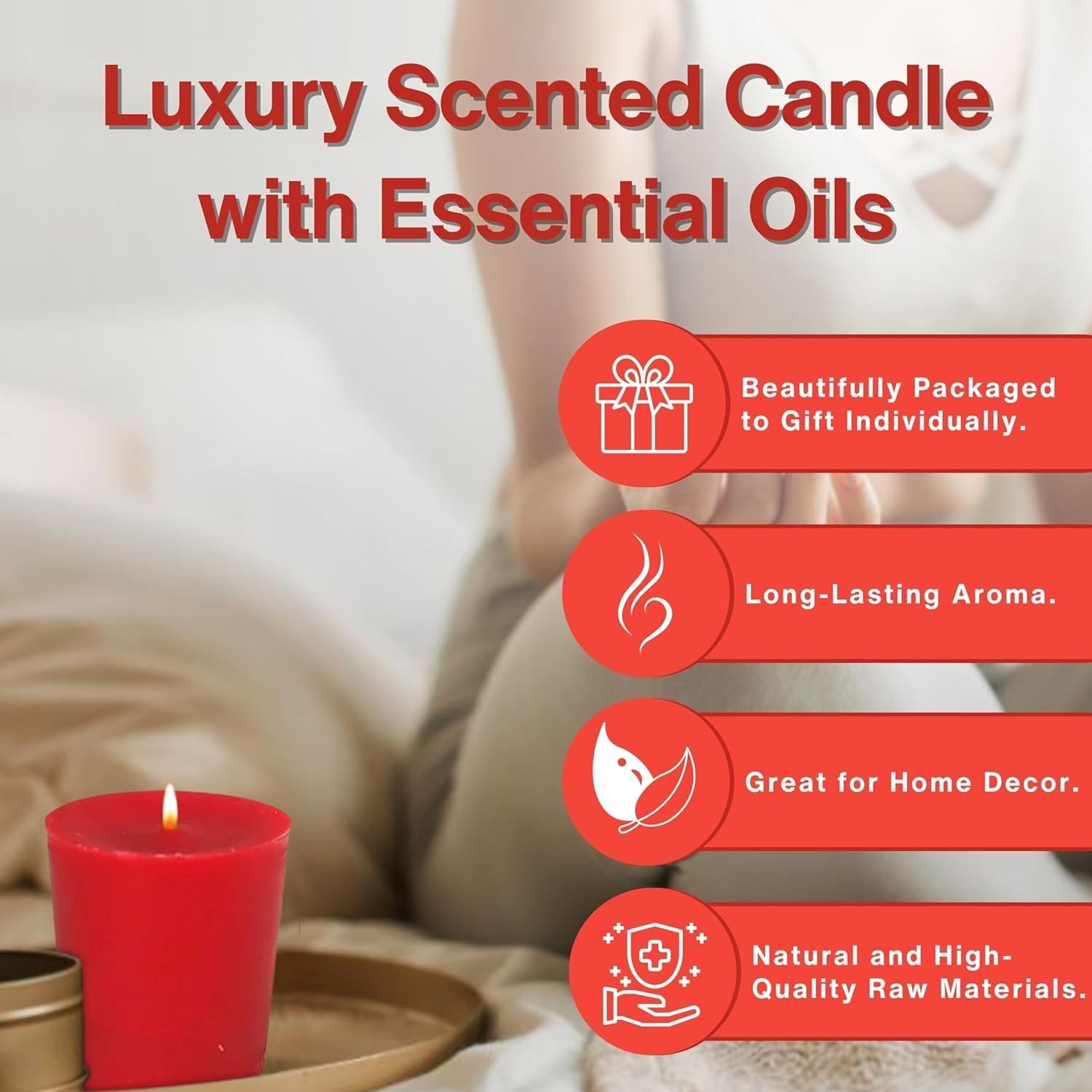 Tyler Candle Company Kathina Votive Wax Candles - 4 Counts of 2 oz Scented Candles - Burn Time Up to 15hrs - with Multi-Purpose Key Chain