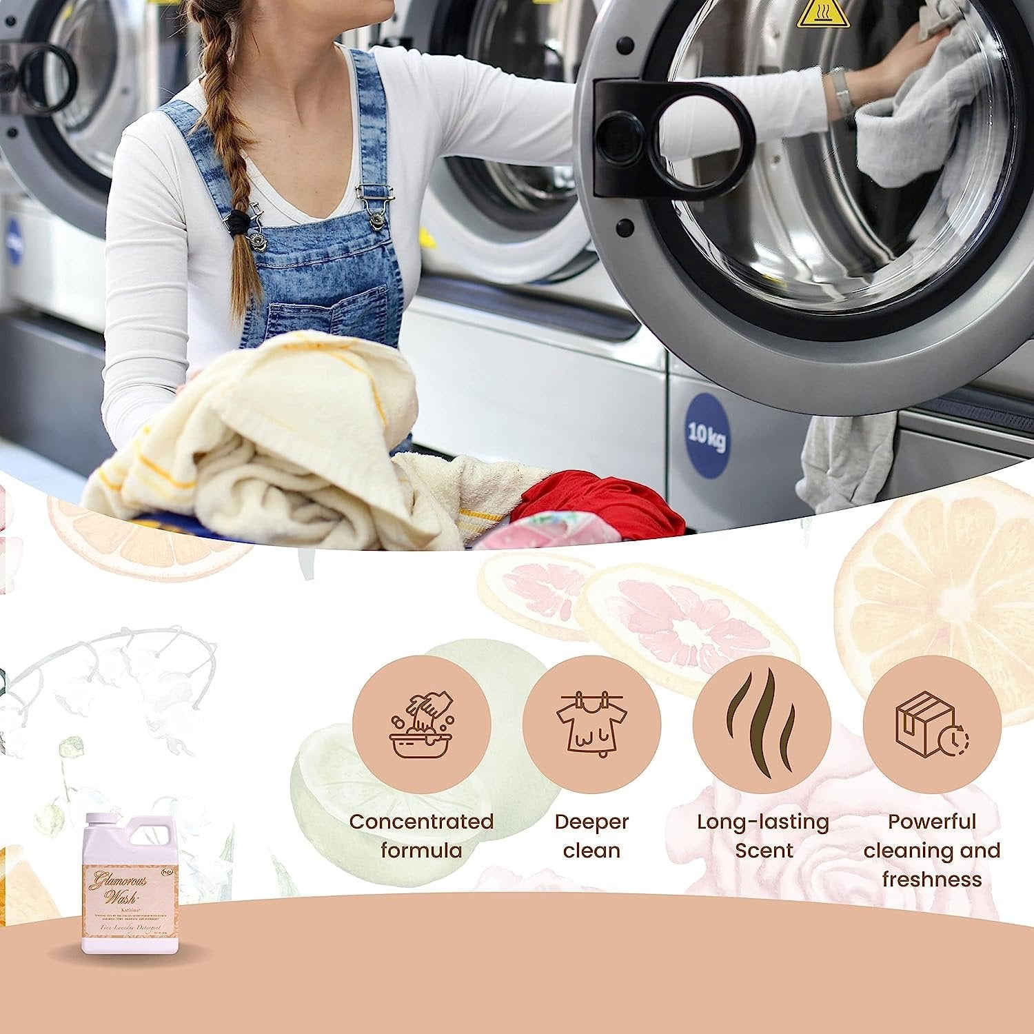 Tyler Candle Company Glamorous Wash Kathina Scent Fine Laundry Liquid Detergent - Liquid Laundry Detergent for Clothing - Hand and Machine Washable - 32 oz, 907-grams Container with Bonus Key Chain