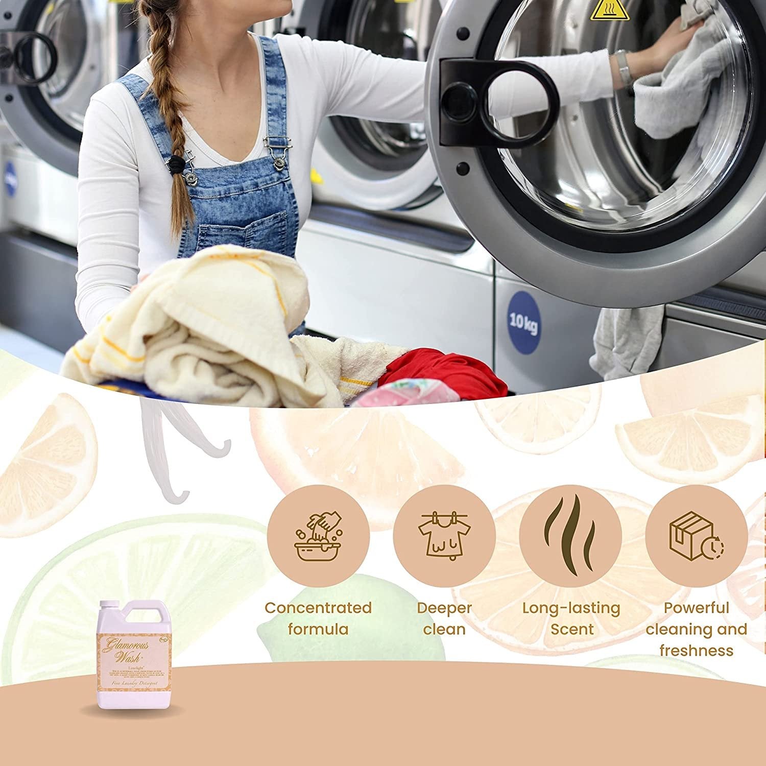 Tyler Candle Company Glamorous Wash Limelight Scent Fine Laundry Liquid Detergent - Liquid Laundry Detergent for Clothing - Hand and Machine Washable - 32 oz, 907-gram Container with Bonus Key Chain