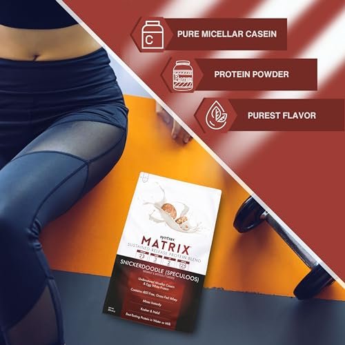Syntrax Matrix Protein Powder Sustained-Release Casein Protein and Whey Protein Powder - Instant Mix Snickerdoodle Protein Powder Flavor, 2lbs - Pack of 1 with Keychain