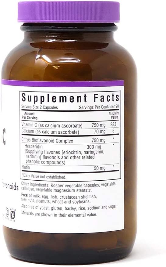 Bluebonnet Nutrition Mega Bio-C Formula Vegetable Capsules, High Potency Buffered Vitamin C, for Immune Health, Soy Free, Gluten Free, Non-GMO, Kosher, Dairy Free, Vegan, 180 Count