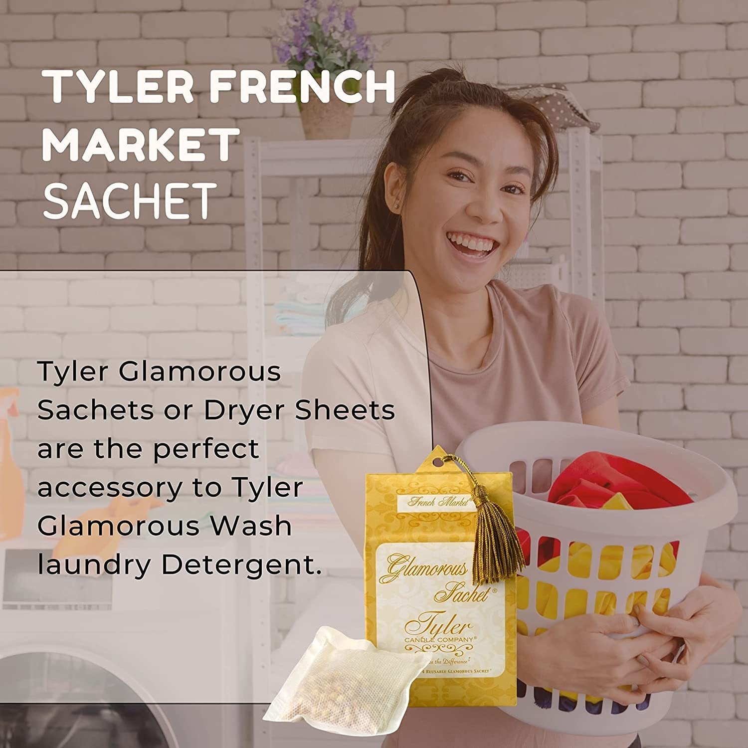 Tyler Candle Company French Market Dryer Sheet Sachets - Glamorous Reusable Dryer Sheets - Sachets for Drawers and Closets - 2 Pack of 4 Sachets, Dryer, Home, or Personal Sachet, with Bonus Key Chain