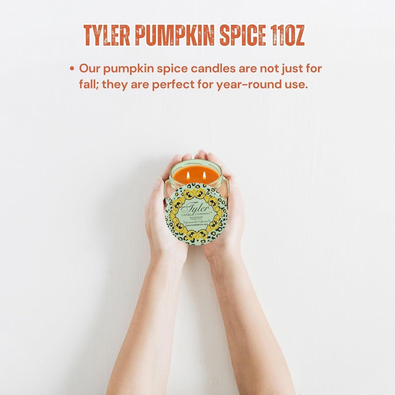 Tyler Candle Company Orange Pumpkin Spice Wax Scented Candles in Glass Jar,11oz - Halloween Candles - - Pack of 1 with Keychain