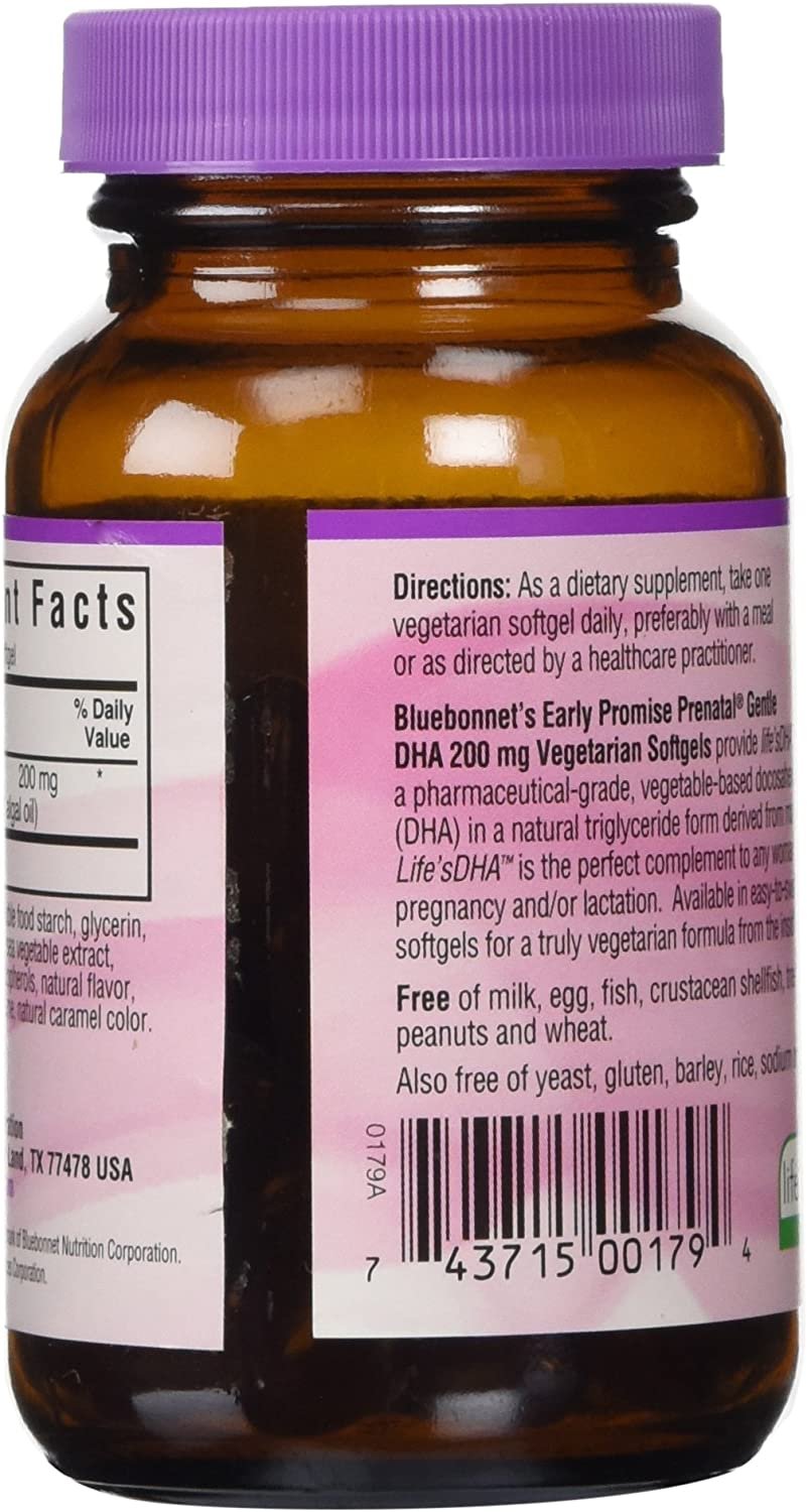BlueBonnet Early Promise Prenatal Gentle DHA 200 mg Vegetable Capsules, 60 Count ('743715001794)
