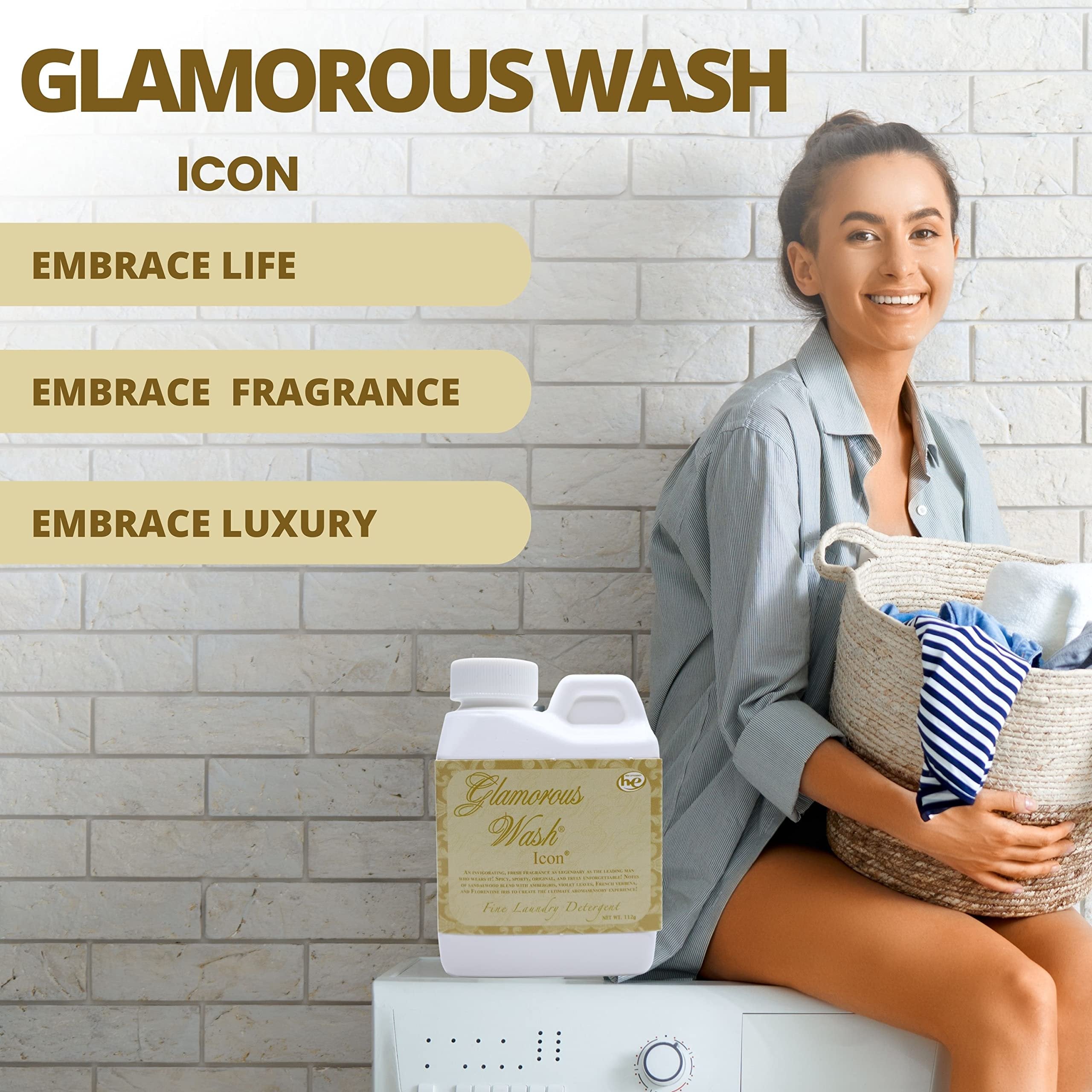 Tyler Candle Company Glamorous Wash Icon Scent Fine Laundry Liquid Detergent - Liquid Laundry Detergent for Clothing - Hand and Machine Washable - 4 oz, 112-gram Container w Bonus Key Chain