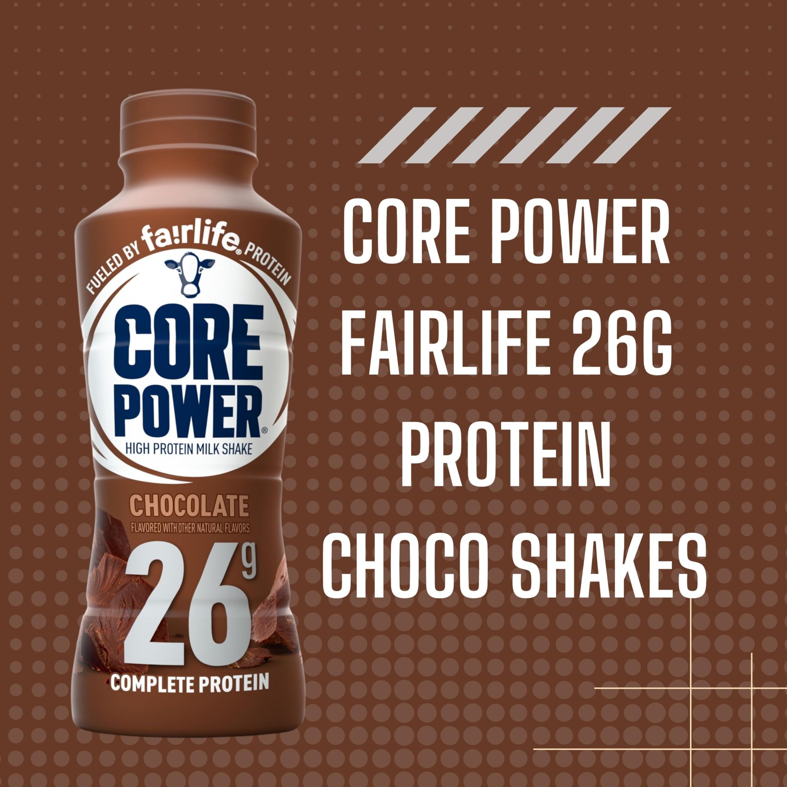 Fairlife Core Power 26g Complete Protein Chocolate Milk Shake Drink for Workout Recovery - Kosher - 14 oz (12 Pack) with Keychain