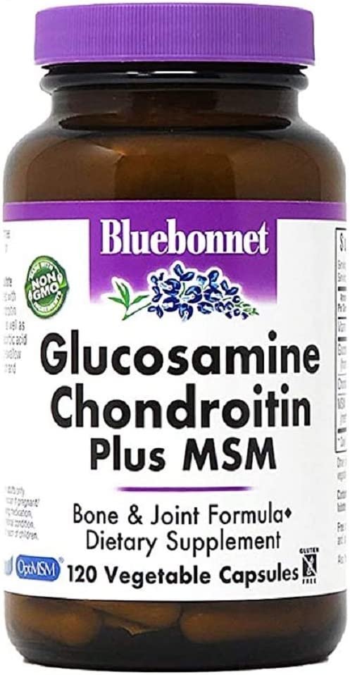 Bluebonnet Nutrition Glucosamine Chondroitin Plus MSM Supplement, Soy-Free, Gluten-Free, Non-GMO, Dairy-Free, 120 Count