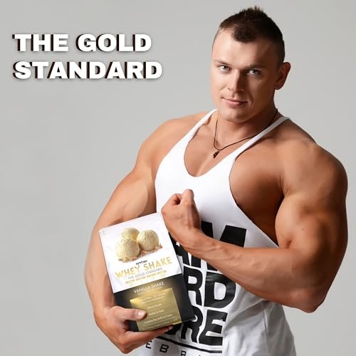 Syntrax Whey Shake The Gold Standard, 5lbs - Vanilla Shake - Muscle Support - Pack of 1 with Keychain