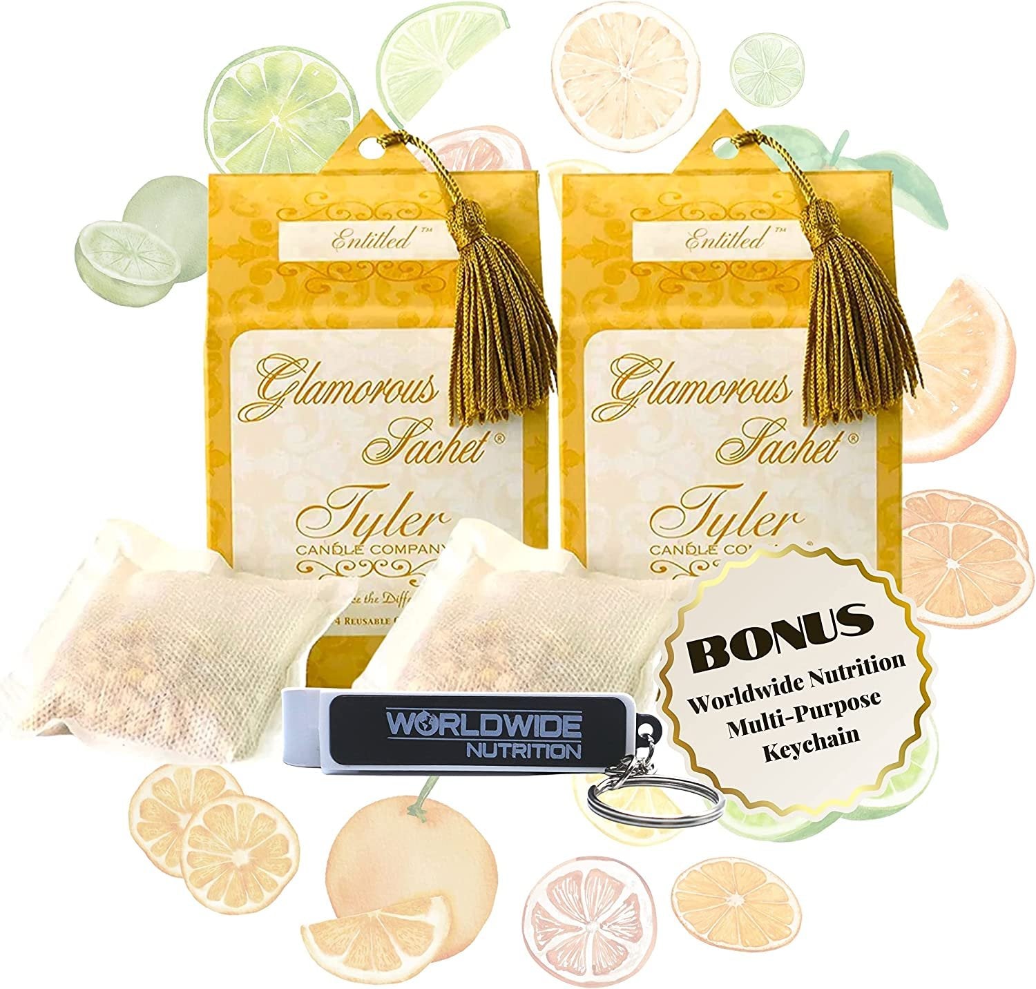 Tyler Candle Company Entitled Dryer Sheet Sachets - Glamorous Reusable Dryer Sheets - Sachets for Drawers and Closets - 2 Pack of 4 Sachets, Dryer, Home, or Personal Sachet, with Bonus Key Chain