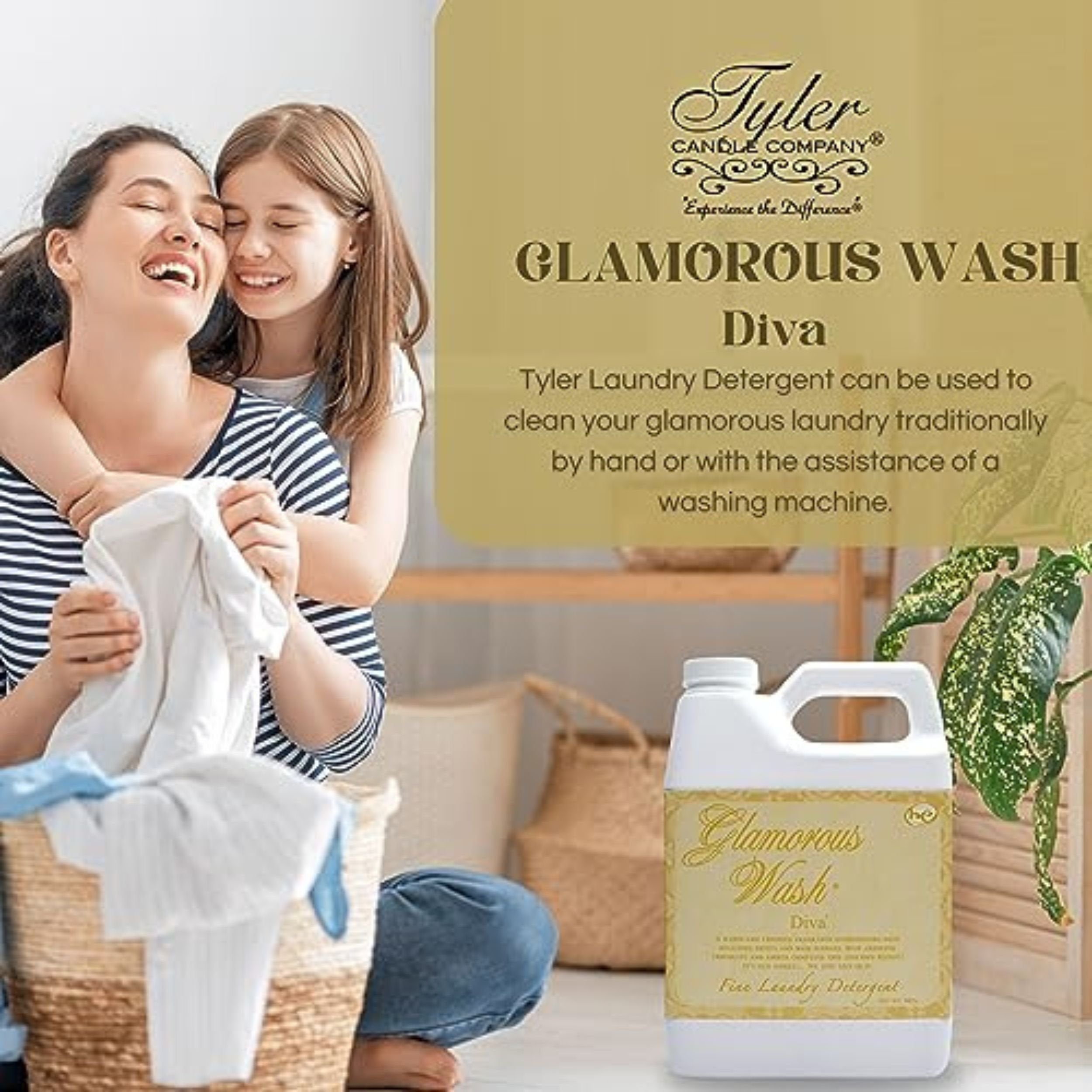 Tyler Candle Company Glamorous Wash Diva Fine Laundry Liquid Detergent - Hand and Machine Washable - 907g (32 fl oz) - Pack of 1 with Multi-Purpose Keychain