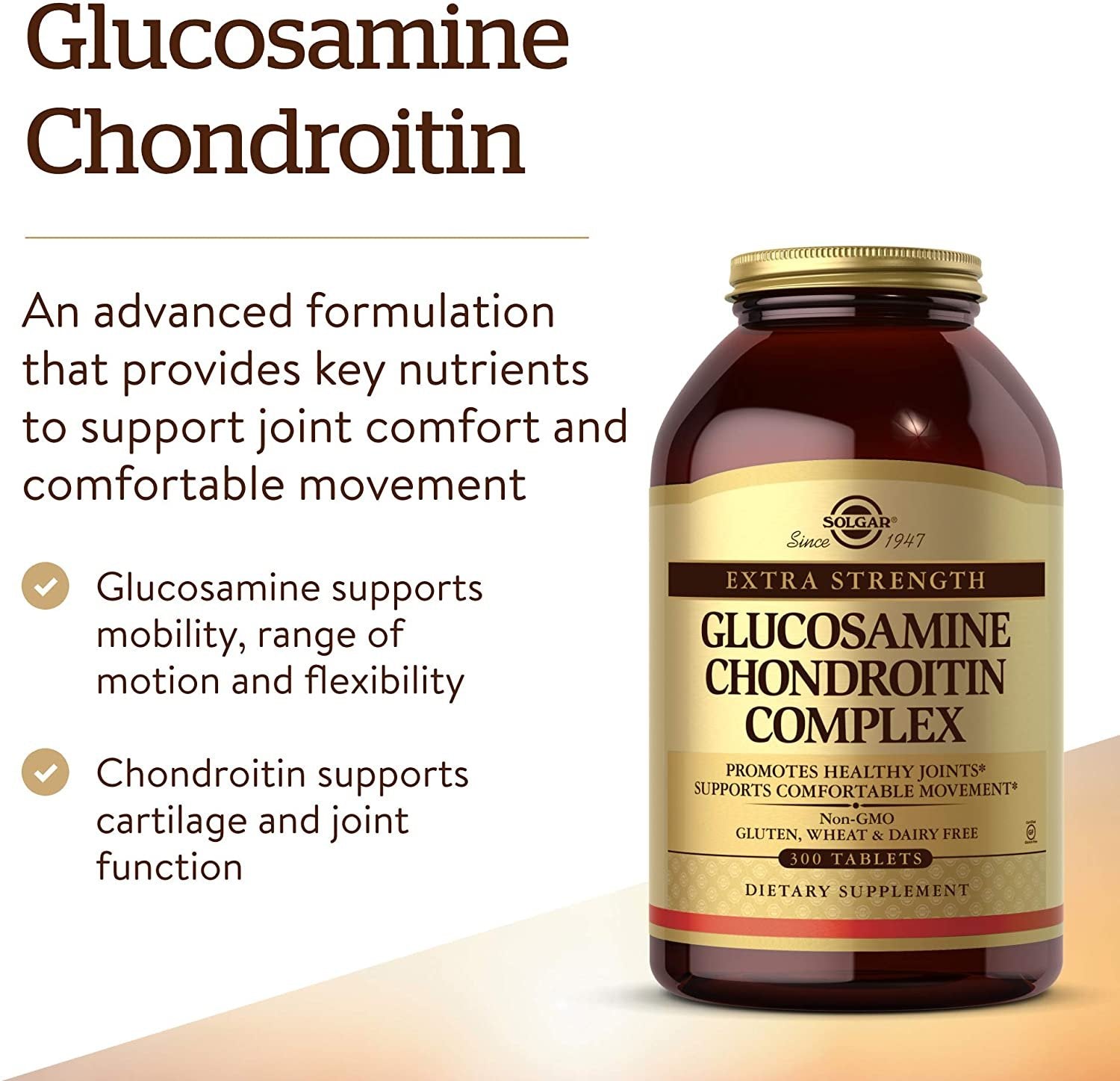 Solgar, Extra Strength Glucosamine Chondroitin Complex 300 Tablets