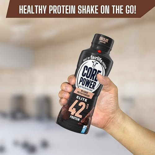 Fairlife Core Power 42g Complete Protein Elite Chocolate Milk Shake for Workout Recovery - Kosher - 14 oz (12 Pack) with Keychain