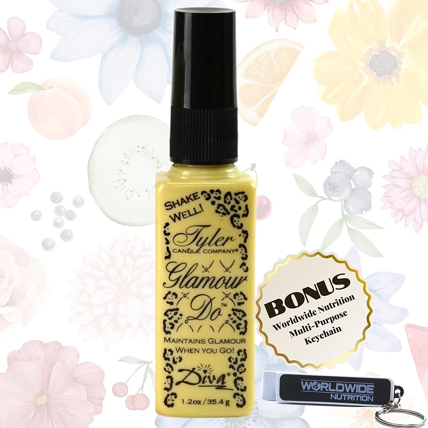 Tyler Diva Glamour Do Air Freshener Spray - Odor Eliminator Toilet Spray for Poop and Bathroom Odors - Odor Eliminator for Strong Odor - 1.2 oz Bathroom Spray Bottle with Bonus Key Chain