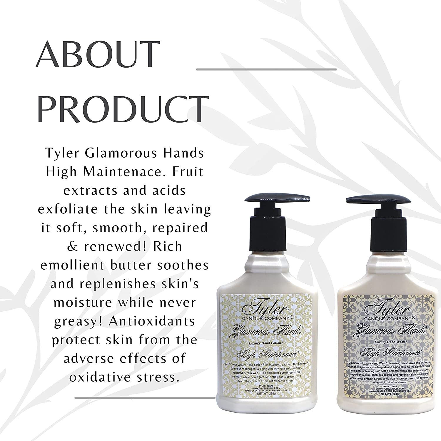 Tyler Candle Company High Maintenance Glamorous Hand Wash and Hand Lotion Gift Set - Pack of 2, 8 Oz Scented Hand Cream Pump Bottles for Luxury Skin Care (High Maintenance) with Bonus Keychain