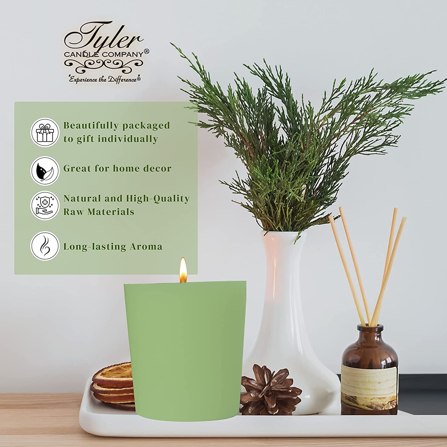 Tyler Candle Company Pearberry Votive Candles - Luxury Scented Candle with Essential Oils - 16 Pack of 2 oz Small Candles with 15 Hour Burn Time Each - with Bonus Key Chain