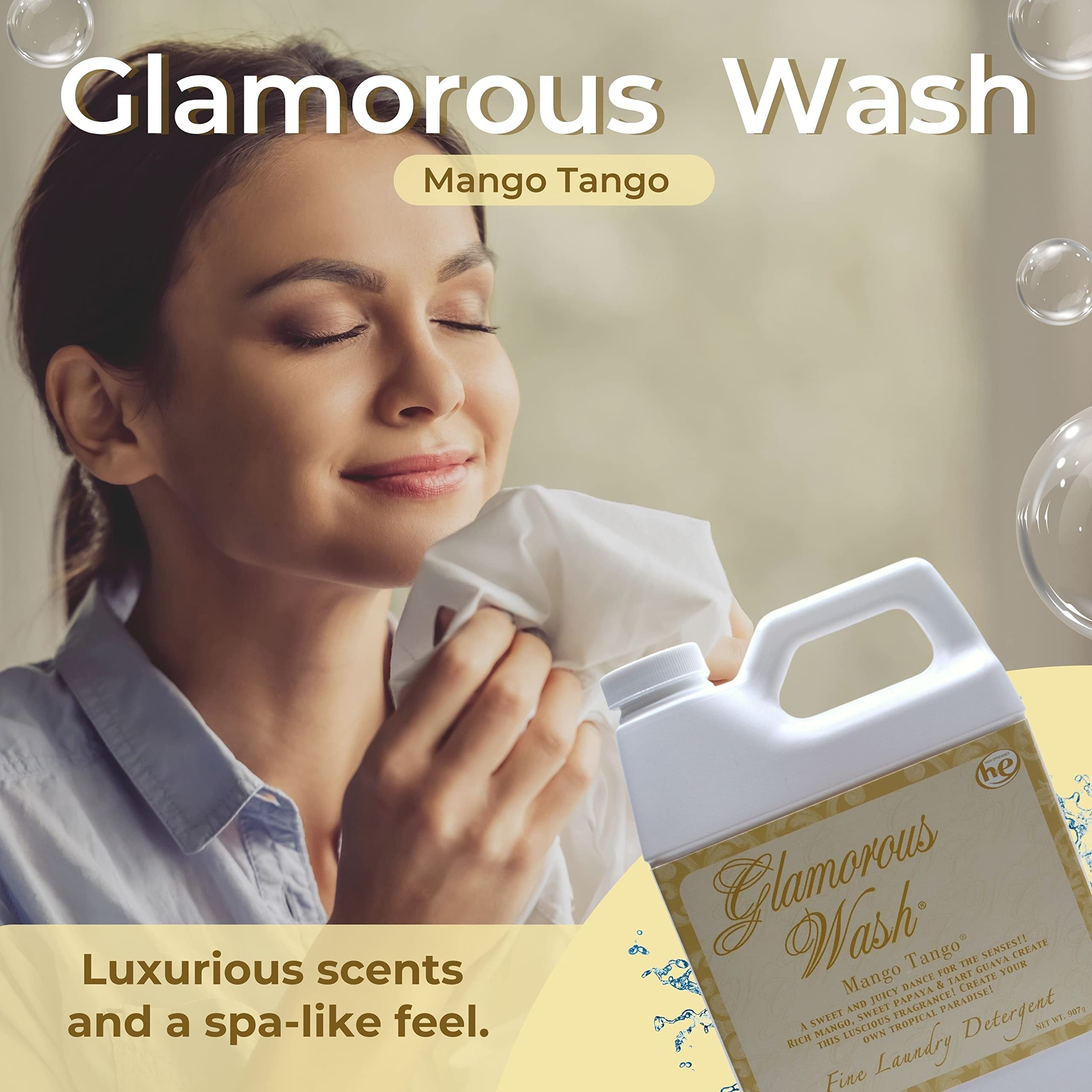 Tyler Candle Company Glamorous Wash Mango Tango Laundry Detergent - Luxury Liquid Laundry Detergent - Hand and Machine Washable - 32 oz (907 g) with Worldwide Nutrition Multi Purpose Key Chain