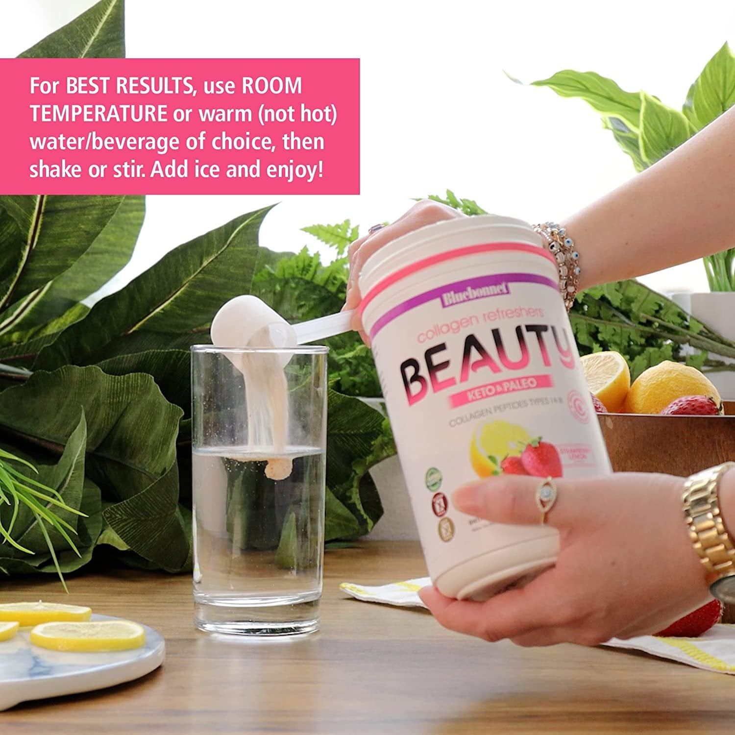 Bluebonnet Nutrition Collagen Refreshers Beauty Powder, Keto and Paleo, Beauty Lift*, Soy-Free, Gluten-Free, Non-GMO, Grass-fed Cows, Pasture Raised, 11.29 oz, 20 Servings, Strawberry Lemon Flavor