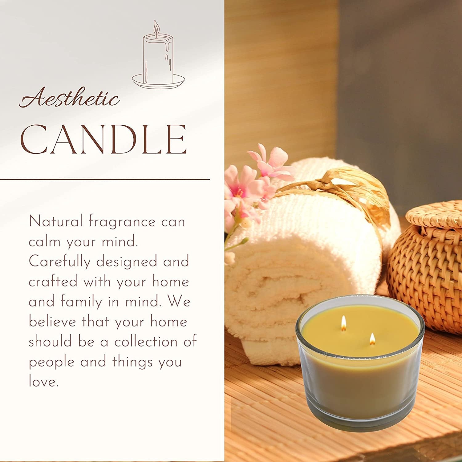 Tyler Candle Company Fleur De Lis Stature Candle - Luxury Home Fragrance Fleur De Lis Scented Candle - Stature Model Home Decor in Clear Glass Candle Holder - 16 Oz, 2 Wick Candle w Bonus Key Chain