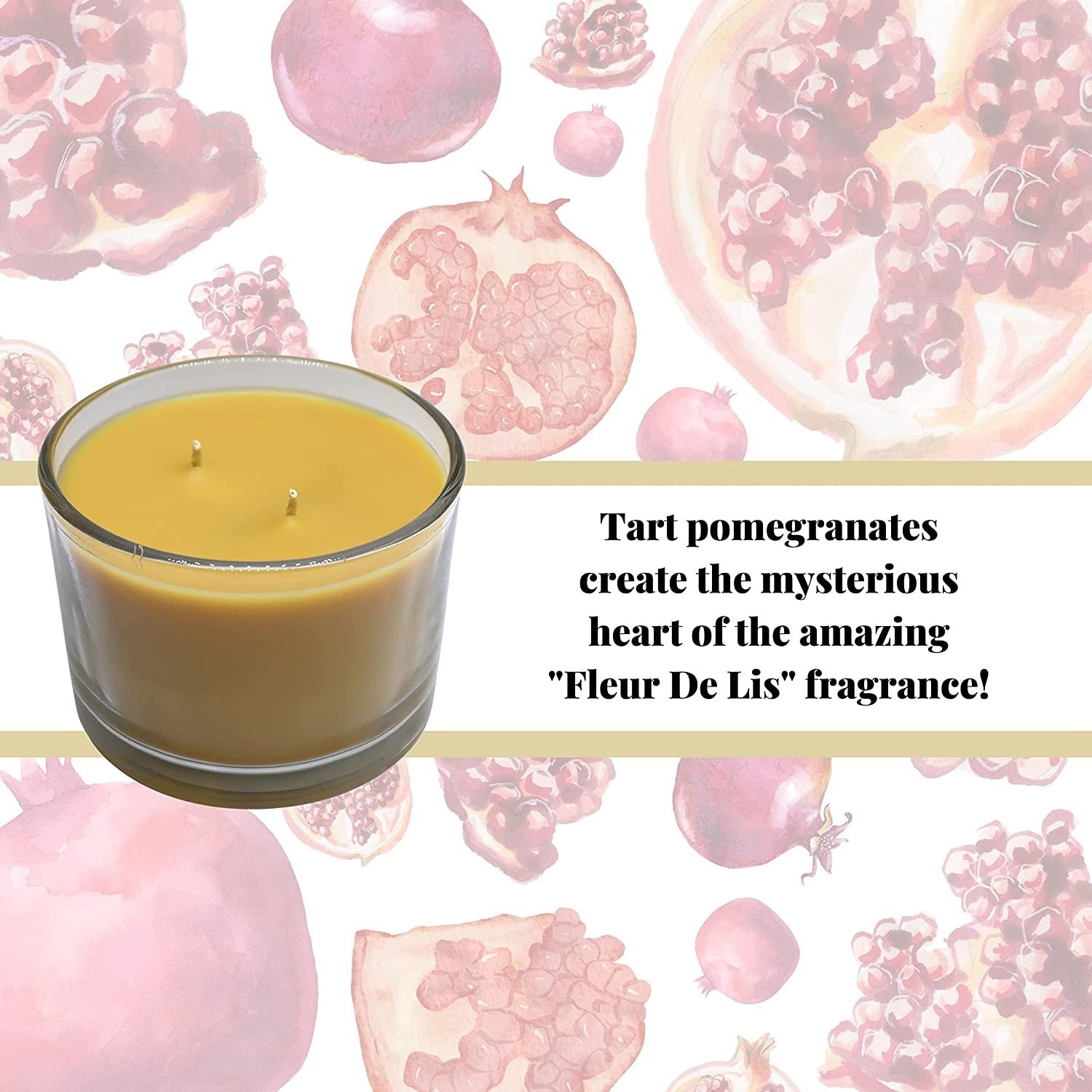 Tyler Candle Company Fleur De Lis Stature Candle - Luxury Home Fragrance Fleur De Lis Scented Candle - Stature Model Home Decor in Clear Glass Candle Holder - 16 Oz, 2 Wick Candle w Bonus Key Chain