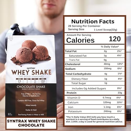 Syntrax Whey Shake The Gold Standard, 2lbs - Chocolate Shake - Muscle Support - Pack of 1 with Keychain