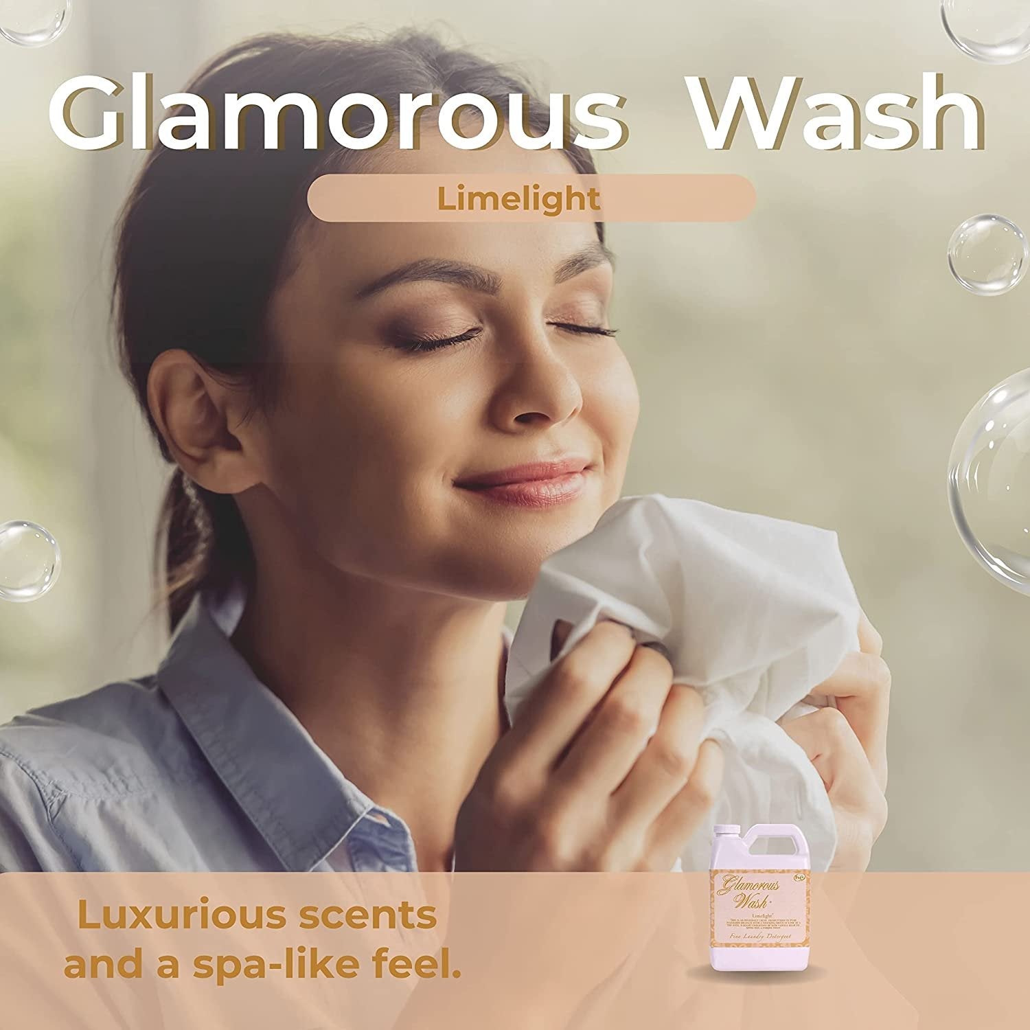 Tyler Candle Company Glamorous Wash Limelight Scent Fine Laundry Liquid Detergent - Liquid Laundry Detergent for Clothing - Hand and Machine Washable - 32 oz, 907-gram Container with Bonus Key Chain