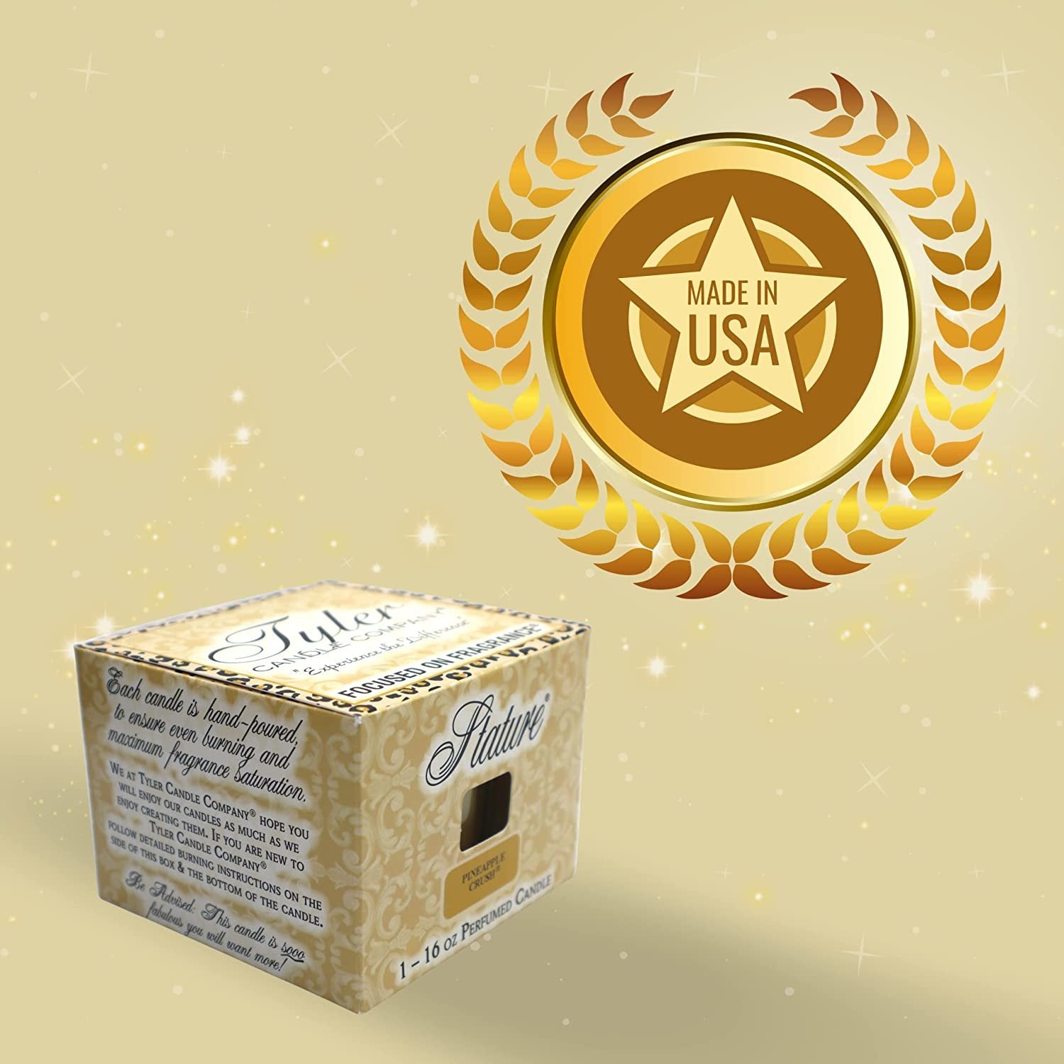 Tyler Candle Company Pineapple Crush Stature Candle - Luxury Home Fragrance Pineapple Crush Scented Candle - Stature Model Home Decor in Clear Glass Candle Holder - 16 Oz, 2 Wick Candle