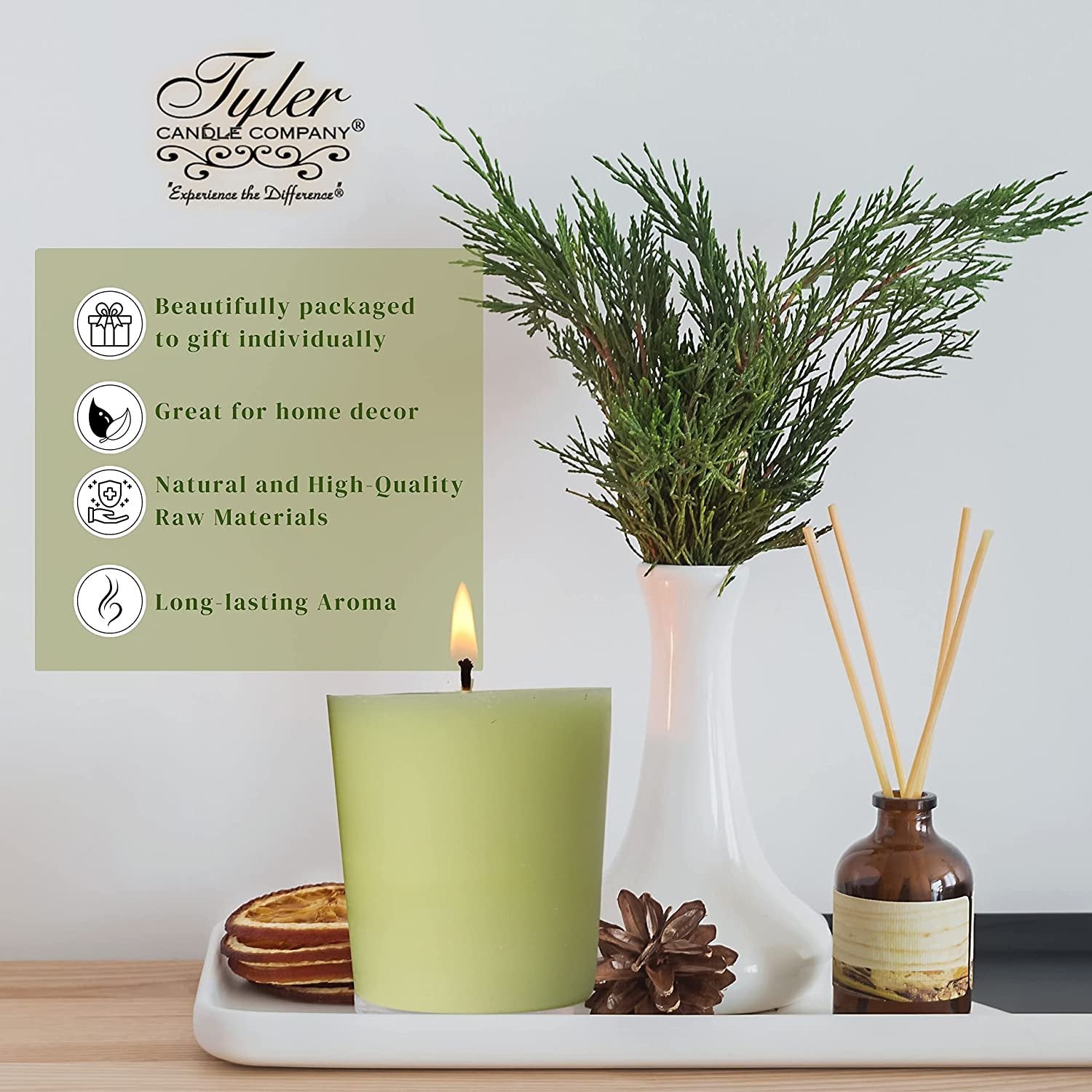 Tyler Candle Company Tyler Scent Votive Candles - Luxury Scented Candle with Essential Oils - 4 Pack of 2 oz Small Candles with 15 Hour Burn Time Each - with Bonus Key Chain